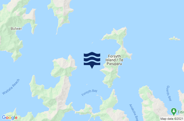 Mappa delle maree di Pigeon Bay, New Zealand