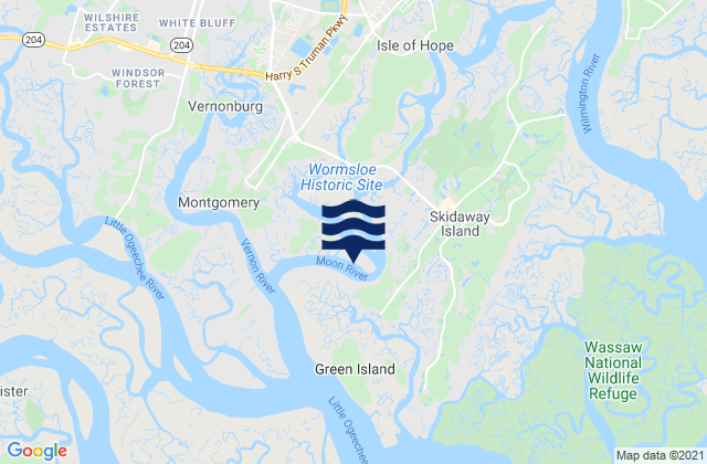 Mappa delle maree di Pigeon Island SSE of Skidaway River, United States