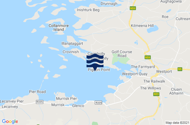 Mappa delle maree di Pigeon Point, Ireland