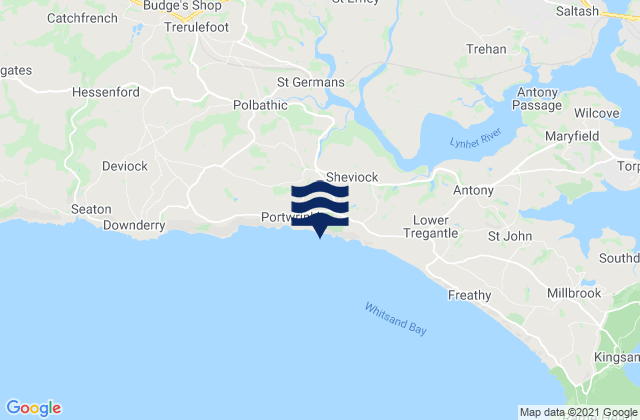 Mappa delle maree di Pillaton, United Kingdom