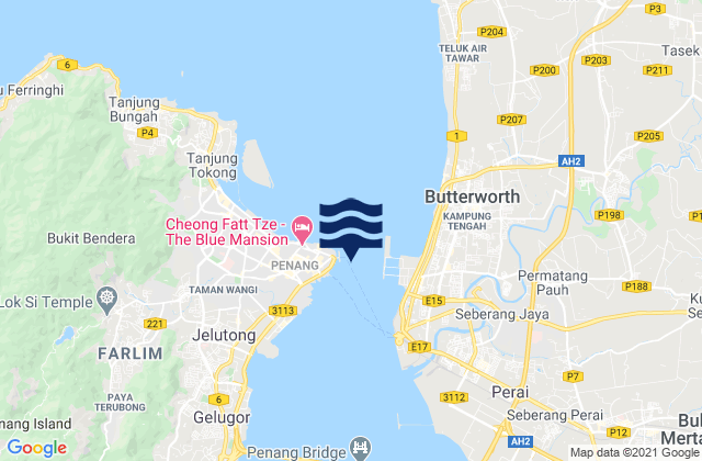 Mappa delle maree di Pinang (Penang), Malaysia