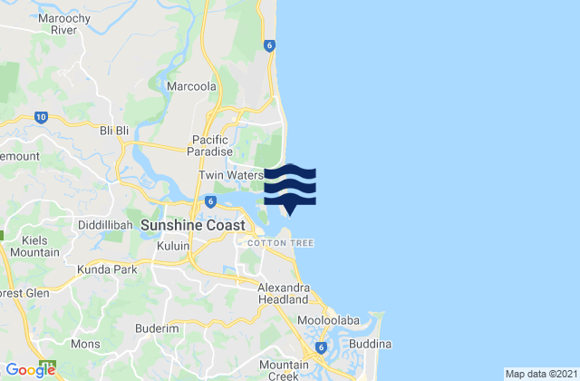 Mappa delle maree di Pincushion Island, Australia