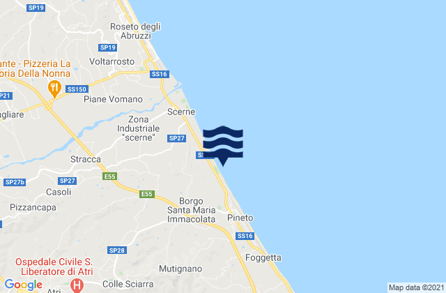 Mappa delle maree di Pineto Beach, Italy