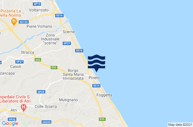 Mappa delle maree di Pineto, Italy