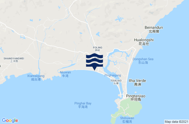 Mappa delle maree di Pinghai, China