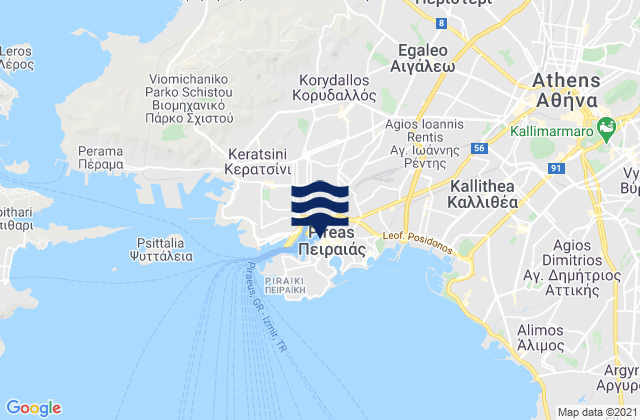 Mappa delle maree di Piraeus, Greece