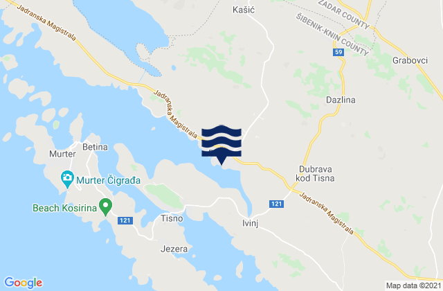 Mappa delle maree di Pirovac, Croatia