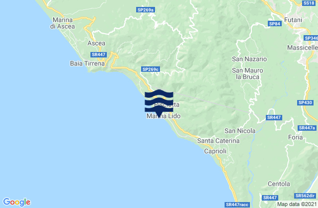 Mappa delle maree di Pisciotta, Italy