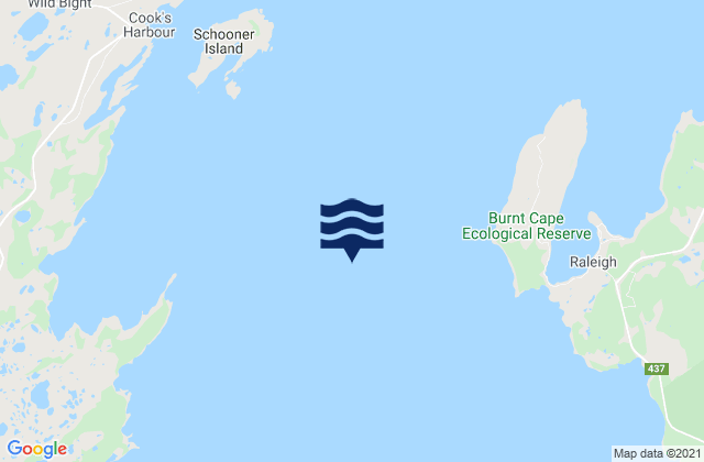 Mappa delle maree di Pistolet Bay, Canada