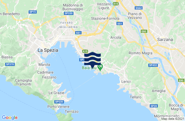 Mappa delle maree di Pitelli, Italy