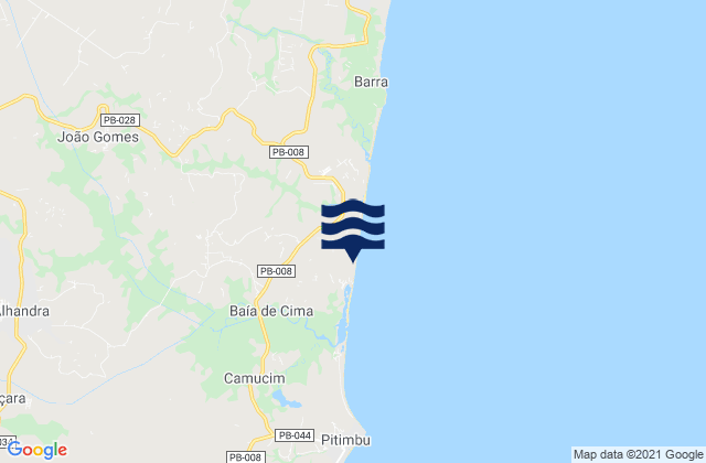 Mappa delle maree di Pitimbu, Brazil