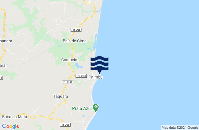 Mappa delle maree di Pitimbu, Brazil