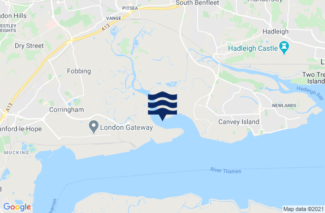 Mappa delle maree di Pitsea, United Kingdom