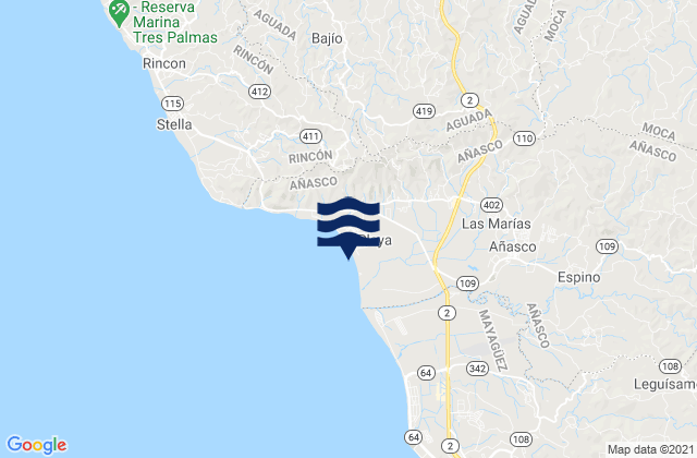 Mappa delle maree di Piñales Barrio, Puerto Rico