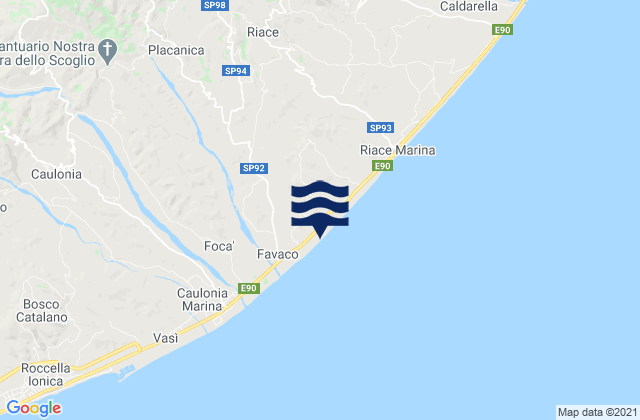 Mappa delle maree di Placanica, Italy