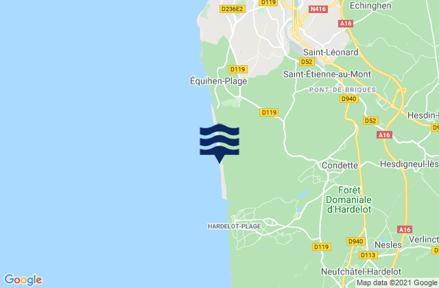 Mappa delle maree di Plage d'Equihen, France
