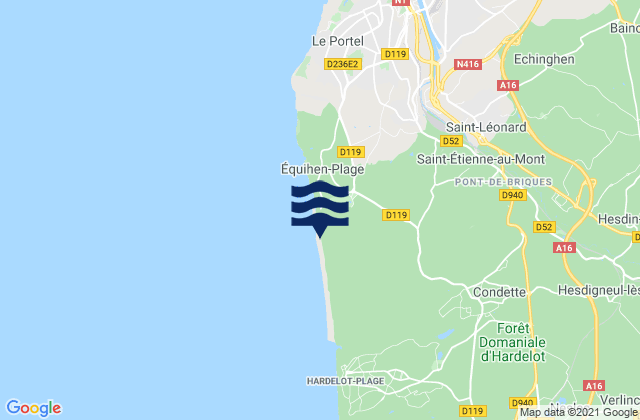 Mappa delle maree di Plage d'Écault, France