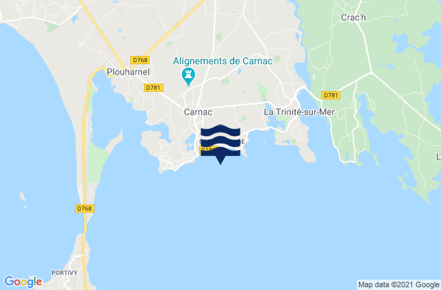 Mappa delle maree di Plage de Carnac, France