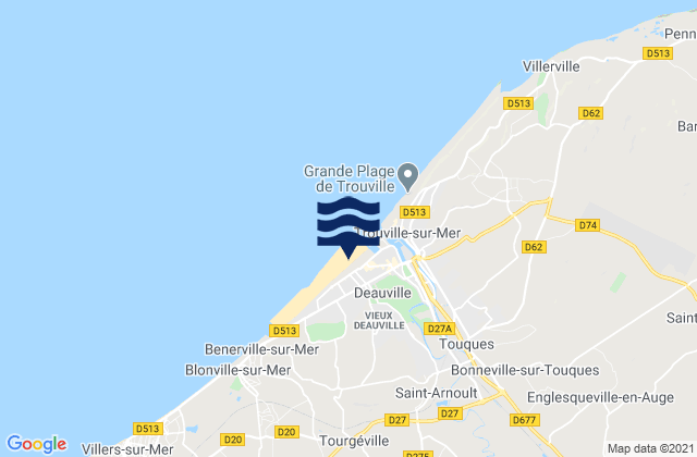 Mappa delle maree di Plage de Deauville, France