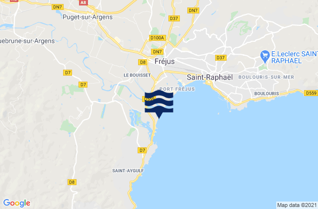 Mappa delle maree di Plage de Saint-Aygulf, France