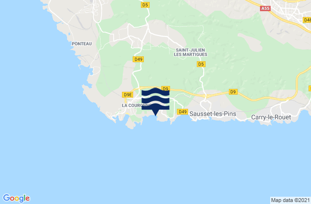 Mappa delle maree di Plage de Sainte-Croix, France