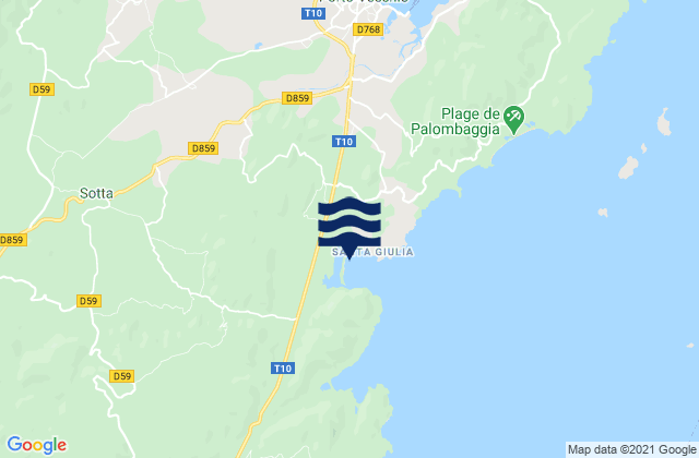 Mappa delle maree di Plage de Santa Giulia, France