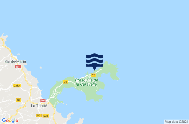 Mappa delle maree di Plage des Surfeurs, Martinique