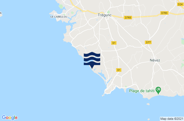 Mappa delle maree di Plages de Trévignon, France
