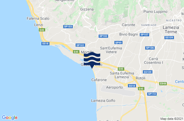Mappa delle maree di Platania, Italy