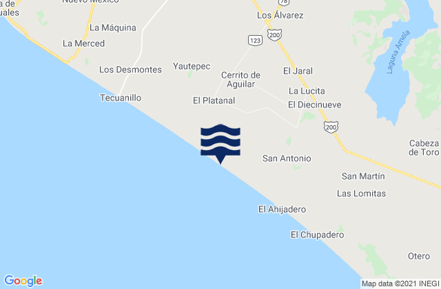 Mappa delle maree di Platanitos, Mexico