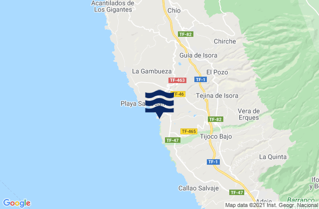 Mappa delle maree di Playa Abama, Spain