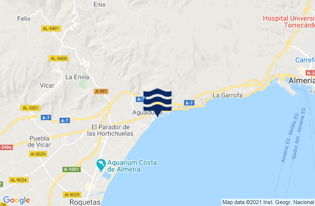 Mappa delle maree di Playa Aguadulce, Spain