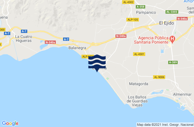 Mappa delle maree di Playa Balerma, Spain