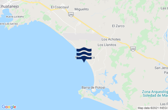 Mappa delle maree di Playa Blanca, Mexico