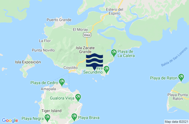 Mappa delle maree di Playa Blanca, Honduras