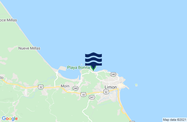 Mappa delle maree di Playa Bonita, Costa Rica