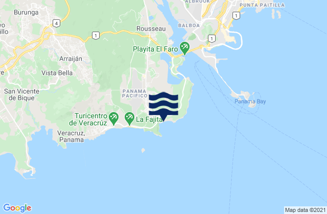 Mappa delle maree di Playa Bonita, Panama