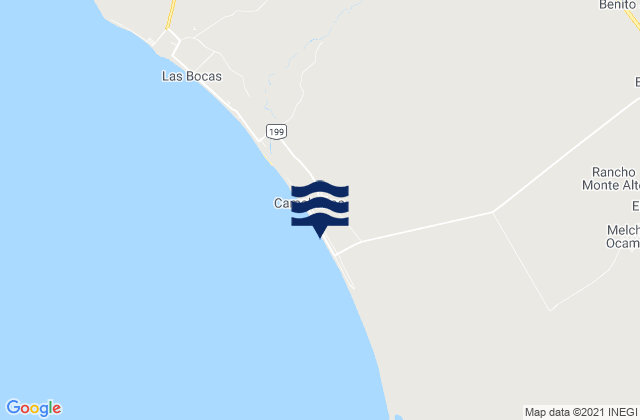 Mappa delle maree di Playa Camahuiroa, Mexico
