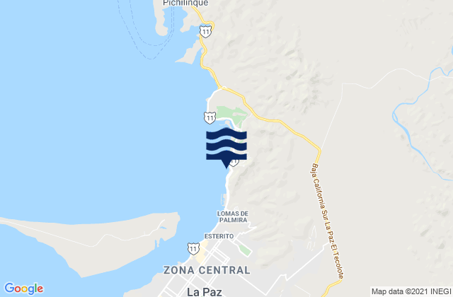 Mappa delle maree di Playa Coromuel, Mexico