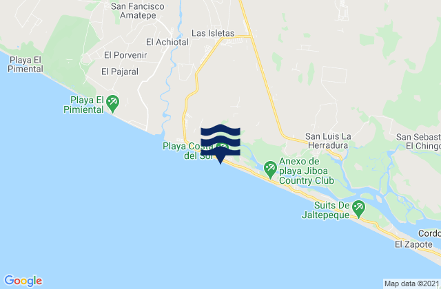 Mappa delle maree di Playa Costa del Sol, El Salvador
