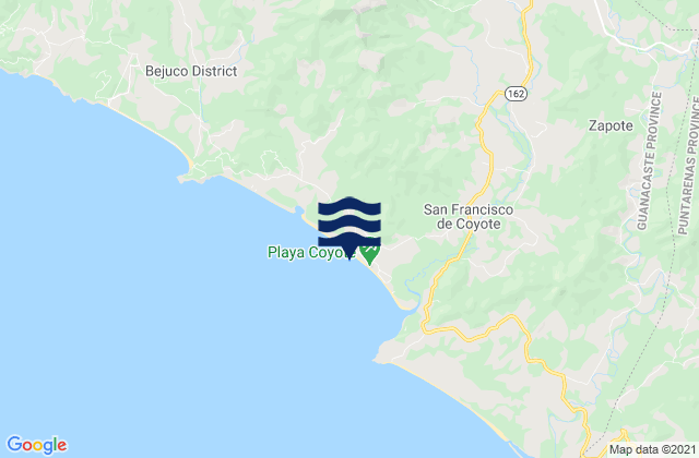 Mappa delle maree di Playa Coyote, Costa Rica