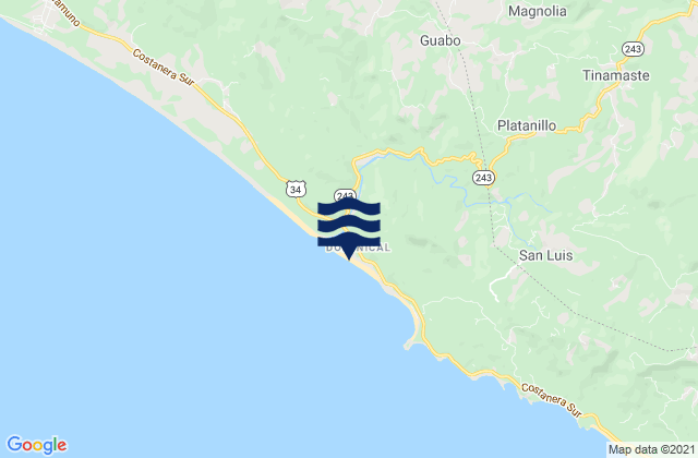 Mappa delle maree di Playa Dominical, Costa Rica