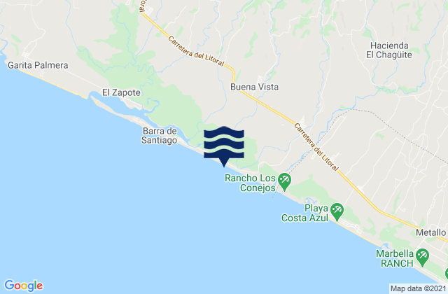Mappa delle maree di Playa Dorada, El Salvador