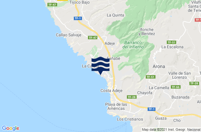 Mappa delle maree di Playa El Duque, Spain