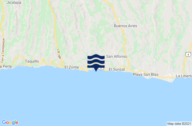 Mappa delle maree di Playa El Palmarcito, El Salvador