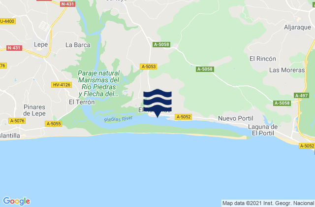 Mappa delle maree di Playa El Rompido, Spain