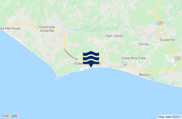 Mappa delle maree di Playa Esterillos, Costa Rica