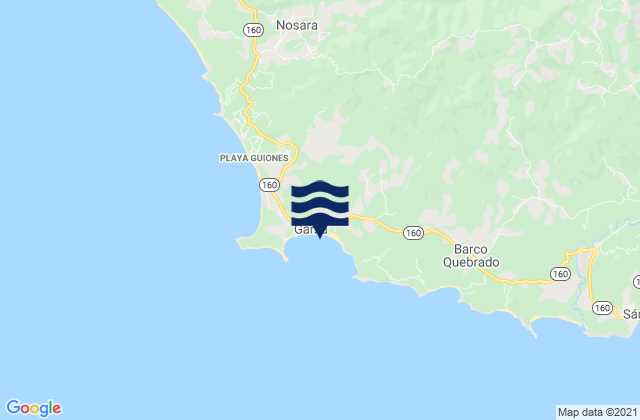 Mappa delle maree di Playa Garza, Costa Rica