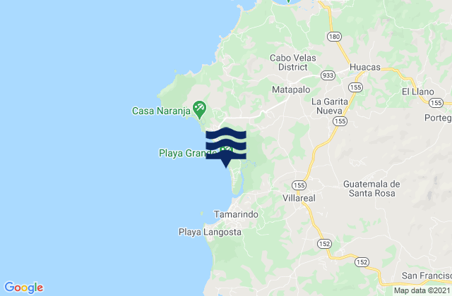 Mappa delle maree di Playa Grande - Guanacaste, Costa Rica