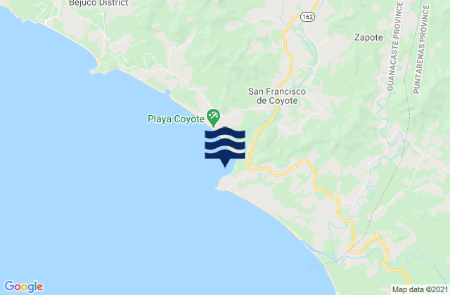 Mappa delle maree di Playa Hermosa, Costa Rica